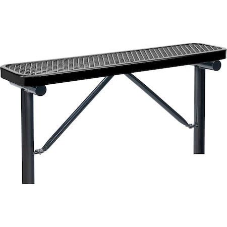 Global Industrial 4ft Outdoor Steel Flat Bench, Expanded Metal, In Ground Mount, Black 695741IBK